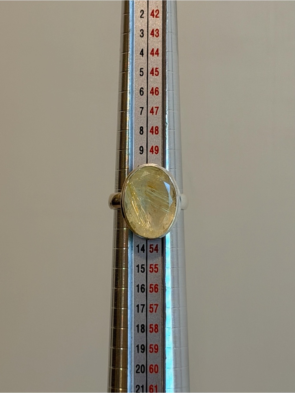 925 Sterling Silver Rutilated Quartz Statement Ring - Size 5.75